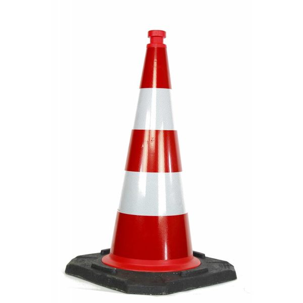  Cône de signalisation 75 cm - entièrement réfléchissant avec pied noir