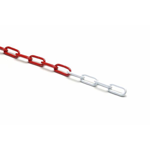  Kunststof ketting op rol  -Ø 8 mm- 25 m rood/wit