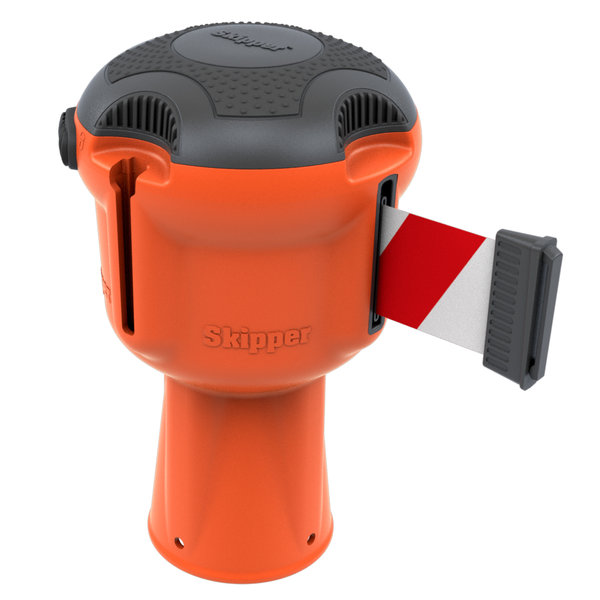  Enrouleur à sangle  SKIPPER avec 9 mètres de sangle de signalisation rouge/blanc