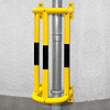 protection de tuyaux 180° - 1000 x 350 x 300 mm - montage mural - galvanisé à chaud et thermolaqué - jaune/noir