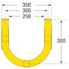 protection de tuyaux 180°  - 1000 x 350 x 300 mm - montage au sol - galvanisé à chaud et thermolaqué - jaune/noir