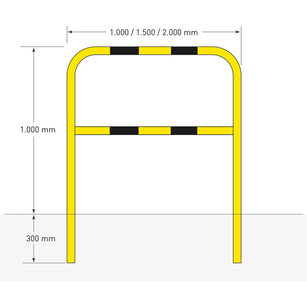 MORION beugel Ø48 mm - 1300x1500 mm - betonneren/uitneembaar - gecoat - geel/zwart