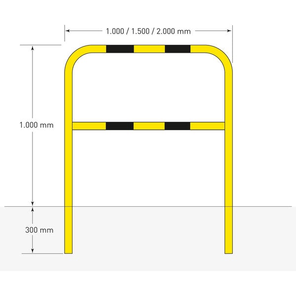 MORION beugel Ø48 mm - 1300x2000 mm - betonneren/uitneembaar - gecoat - geel/zwart