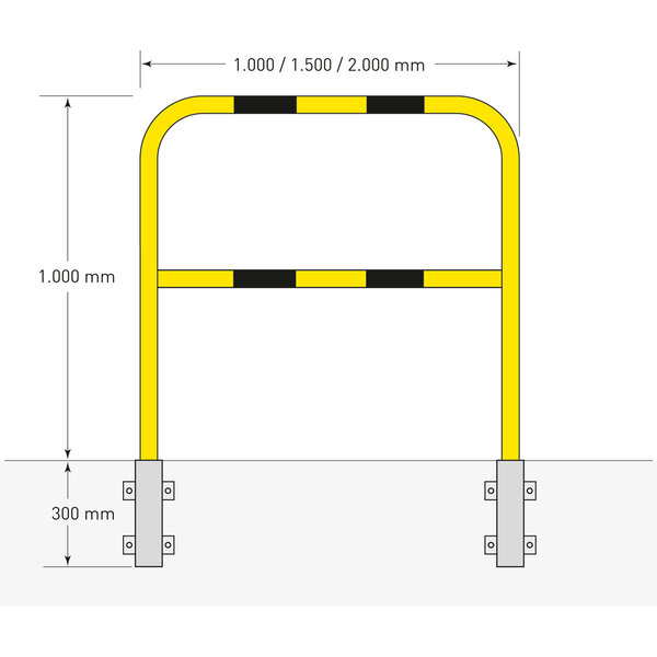 MORION beugel Ø48 mm - 1300x1500 mm - betonneren/uitneembaar - verzinkt en gecoat - geel/zwart