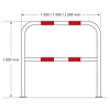 beschermbeugel Ø60 mm - 1000 x 1500 - voetplaten - thermisch verzinkt en gepoedercoat - wit/rood