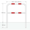 beschermbeugel Ø60 mm - 1300 x 1000 - betonneren - gepoedercoat - wit/rood