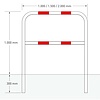 beschermbeugel Ø60 mm - 1300 x 2000 - betonneren - thermisch verzinkt en gepoedercoat - wit/rood