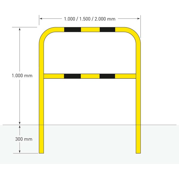 MORION arceau de protection Ø60 mm - 1300 x 1000 - à sceller - galvanisé à chaud et thermolaqué - jaune/noir