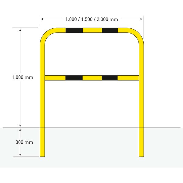 MORION beugel Ø60 mm - 1300 x 1000 - betonneren - verzinkt/gecoat - geel/zwart