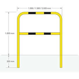 MORION arceau Ø60mm-1300x1500-à sceller-zingué/laqué-jaune/noir