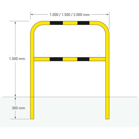 arceau Ø60mm-1300x1500-à sceller-zingué/laqué-jaune/noir