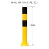 poteau de protection Ø 159mm (L) sur platine - galvanisé à chaud et thermolaqué - jaune/noir