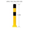 poteau de protection Ø 273mm (XXL) sur platine - galvanisé à chaud et thermolaqué - jaune/noir