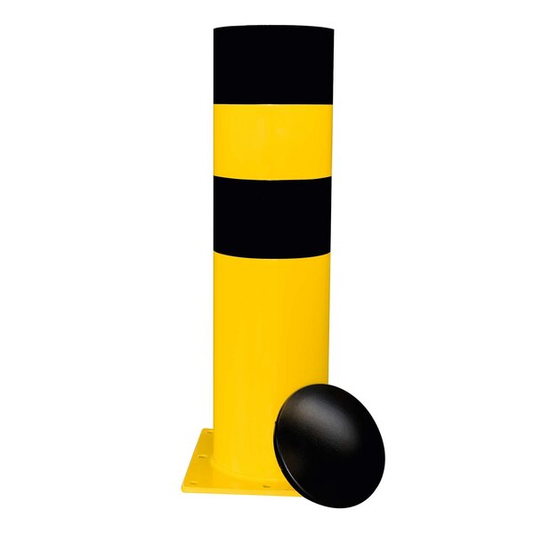 BLACK BULL poteau de protection Ø 323mm (3XL) sur platine - galvanisé à chaud et thermolaqué - jaune/noir