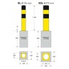 poteau de protection Ø 194mm (XL) sur platine - galvanisé à chaud et thermolaqué - jaune/noir