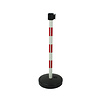 PVC post with 50 mm belt head. 3 red / white -. Fillable base 9 kg.