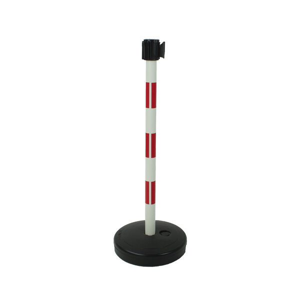  PVC post with 50 mm belt head. 3 red / white -. Fillable base 9 kg.