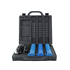 Case with 3 LED traffic batons - blue - rechargeable