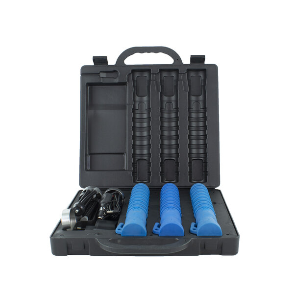  Case with 3 LED traffic batons - blue - rechargeable