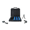 Case with 3 LED traffic batons - blue - rechargeable