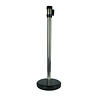 Chrome queue barrier post with black retractable belt - 2,10 meter