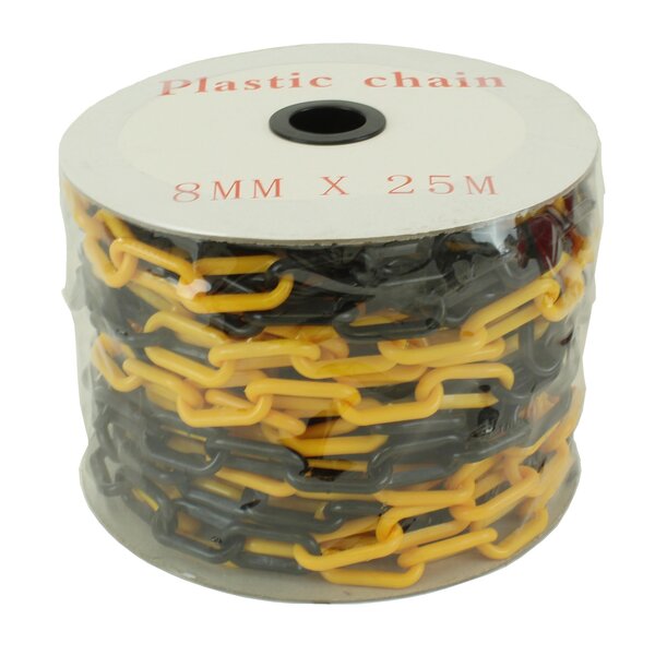  Chaîne de balisage en PVC -Ø 8 mm- 25 m noir-jaune