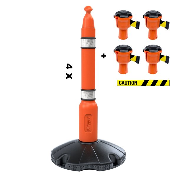  Skipper barrier post kit - 81 m² - caution - with Skipper barrier posts and -belt units
