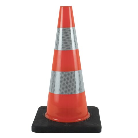 Cône de signalisation PU - 50 cm avec base noir - Classe 2