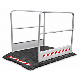  Loopbrug werf met grijze handrails
