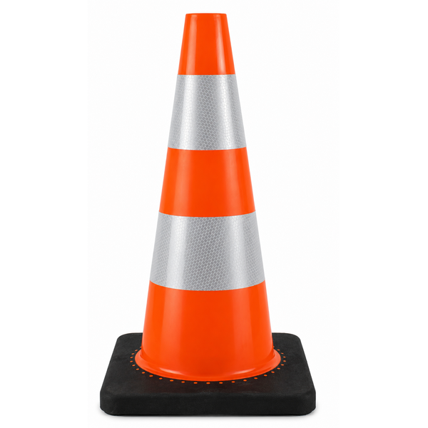 Cône de signalisation PU - 50 cm avec base noir - Classe 2