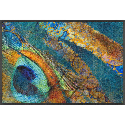 Kleen-Tex-Fußmatten wash + dry doormat | Exotic Pavo | ... washable mat with rubber edge!