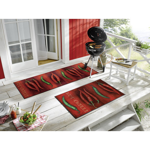 Kleen-Tex-Fußmatten wash+dry doormat | Hot Chilli | ...washable mat with rubber edge!
