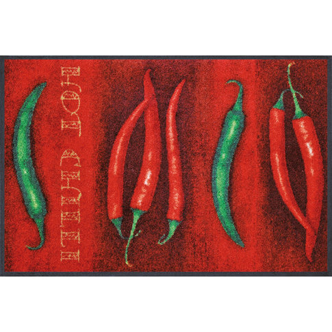 Kleen-Tex-Fußmatten wash+dry  Fußmatte | Hot Chilli |  ...waschbare Matte mit Gummirand!