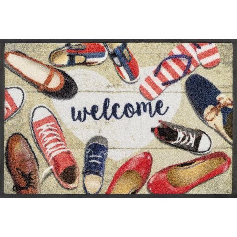 Kleen-Tex-Fußmatten wash + dry doormat | Shoes Welcome | ... washable mat with rubber edge!