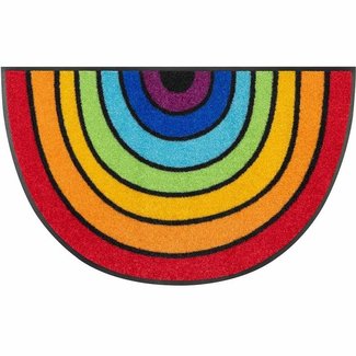 Kleen-Tex-Fußmatten wash+dry doormat | Round Rainbow |...washable mat with rubber edge!