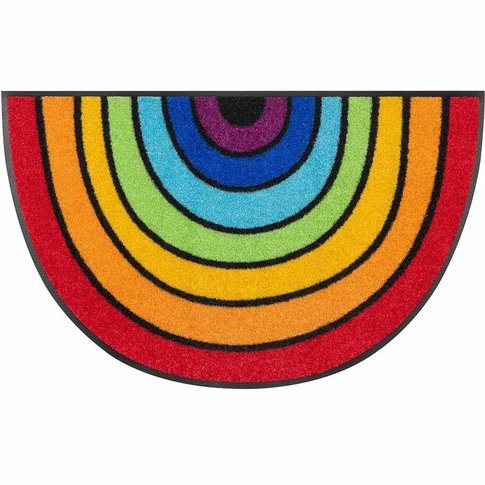 wash+dry Fußmatte | Special Shape | Round Rainbow , halbrund - Teppich  Hemsing