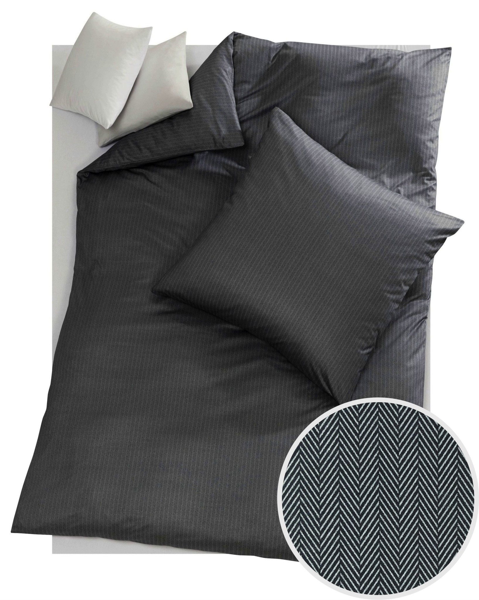 Fishbone Interlock oris Meyer | Interlock jersey FISHBONE | black and white - Teppich Hemsing