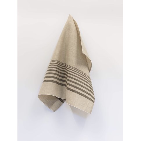 Vieböck - Leinen Glass cloth STRIPES Col. 90 natural/brown | 100% Linen | 50/70cm | product information