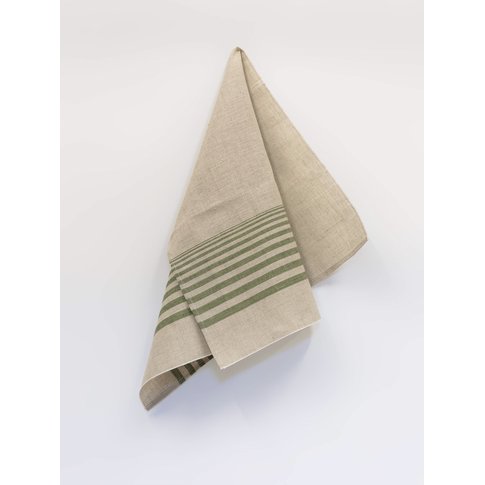 Vieböck - Leinen Glass cloth STRIPES col. 83 natural/moss | 100% Linen | 50/70cm | product information