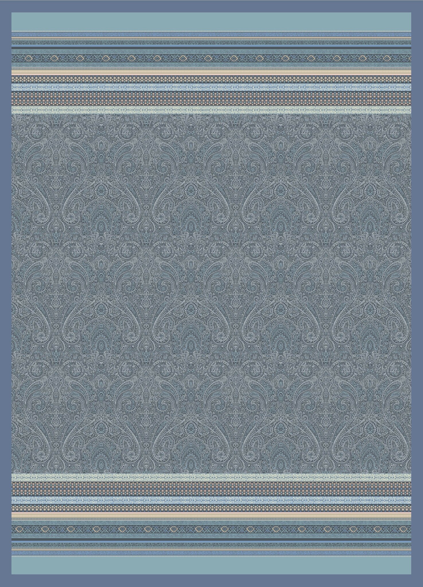 Bassetti Plaid Piazza Ducale - Baumwoll-Decke 135x190cm In Elegantem Blau