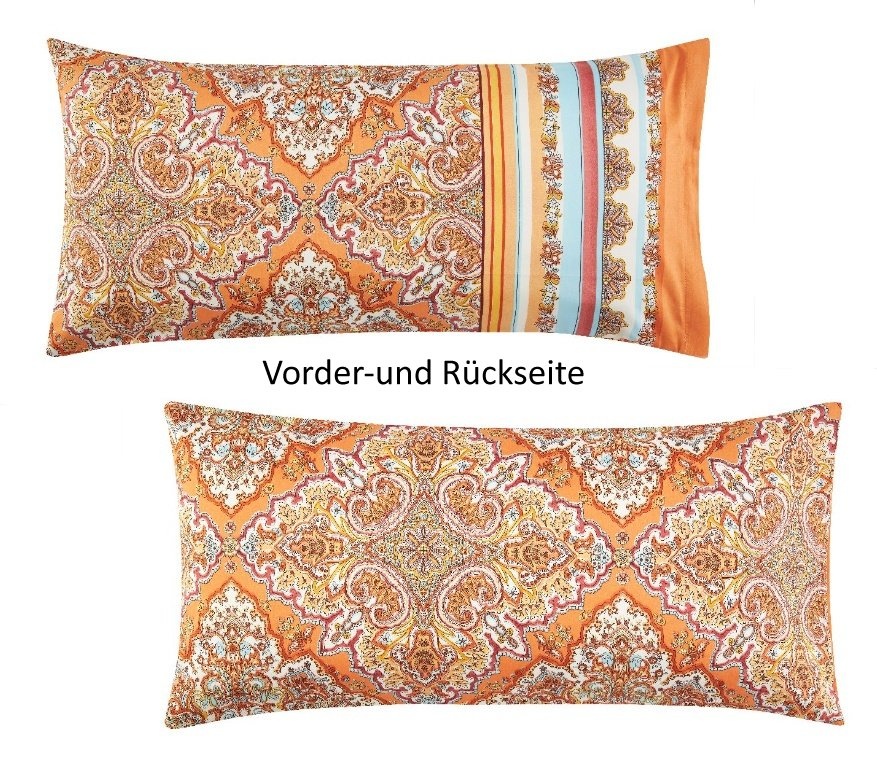 Bassetti Kerala Kissenhülle 40x80cm - 100% Baumwollsatin In Orange