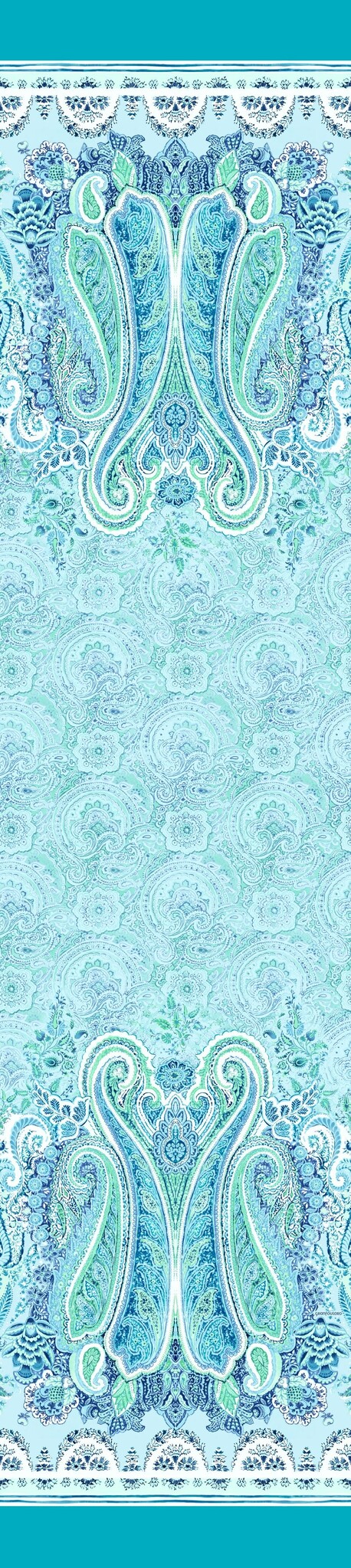 Bassetti Granfoulard Tuch 350x270 Cm - 100% Baumwolle Türkis Mit Indian Roses