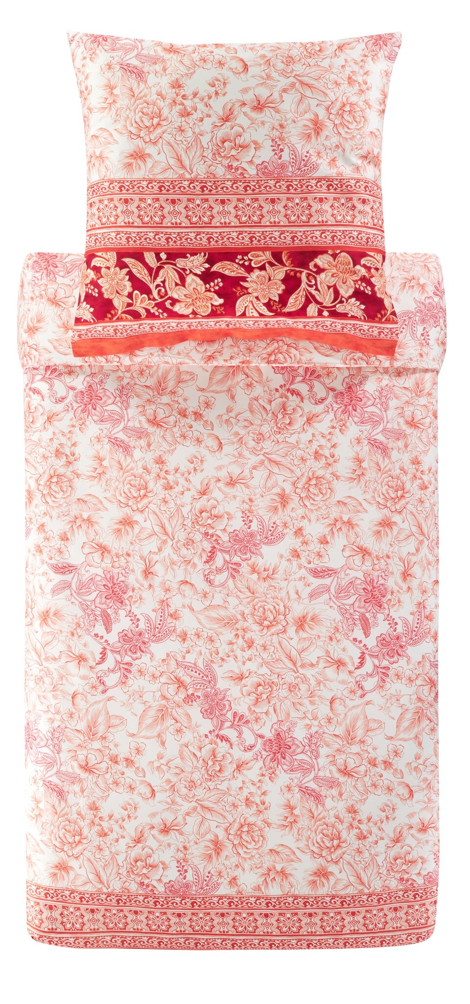 Bassetti Vicenza Bettwäsche – 100% Baumwollsatin, 135x200 Cm + 80x80 Cm Kissen, Farbe Rot