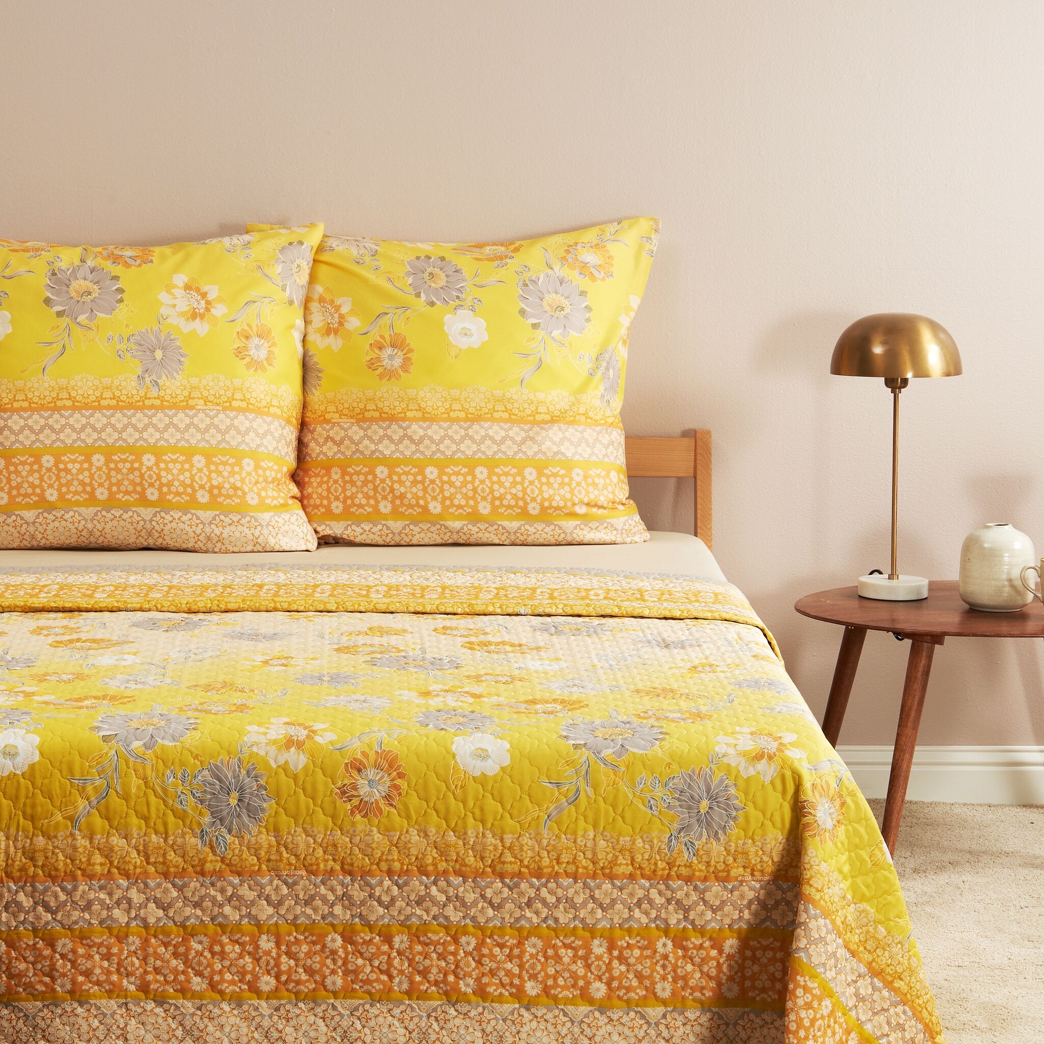 Couvre-lit Bassetti Posillipo En 100% Coton - Motif Floral Lavande, 180 X 255 Cm
