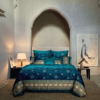 Bassetti  Bettwäsche | PALLAVICINO B1 petrol-blau  | 100% Baumwolle