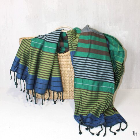 Hammam towel EBONY blue-green | approx. 100/200 cm | 100% organic cotton