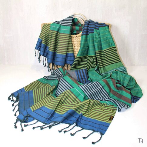 Hammam towel EBONY blue-green | approx. 100/200 cm | 100% organic cotton