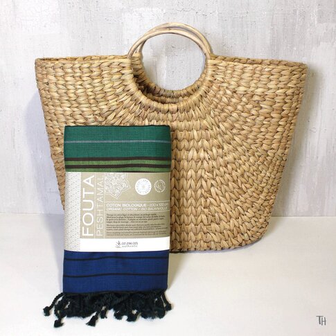 Hammam towel EBONY blue-green | approx. 100/200 cm | 100% organic cotton