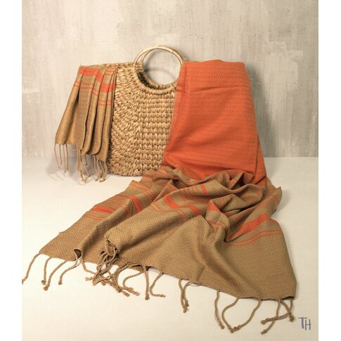 Hamam towel JACQUARD orange-gold | approx. 100/200 cm | 100% organic cotton