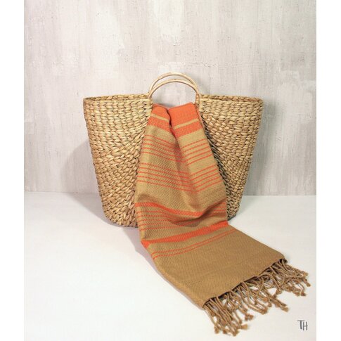 Hamam towel JACQUARD orange-gold | approx. 100/200 cm | 100% organic cotton